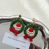 Bowknot Mistletoe Christmas Earrings Retro Heart Ear Studs Fashion Plush Xmas Pendant  Girls
