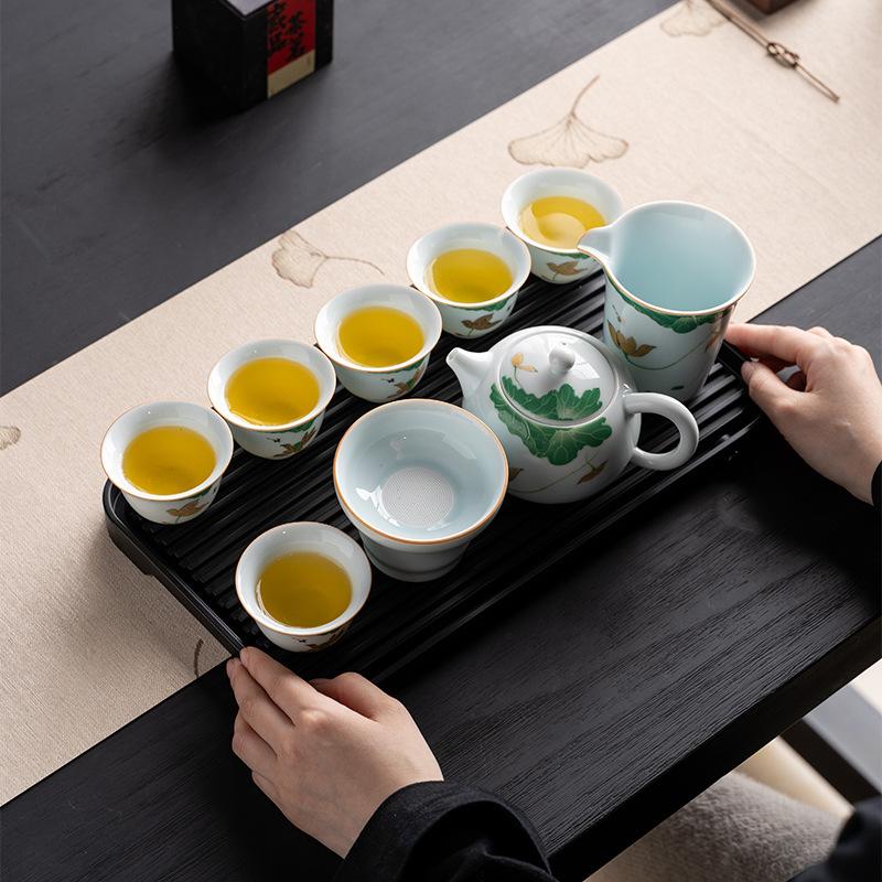 Hand-painted Xishi Teapot Kung Fu Travel Tea Set, Teacup Tea Tray Set, High-end Company Business Festival Commemorative Gifts
