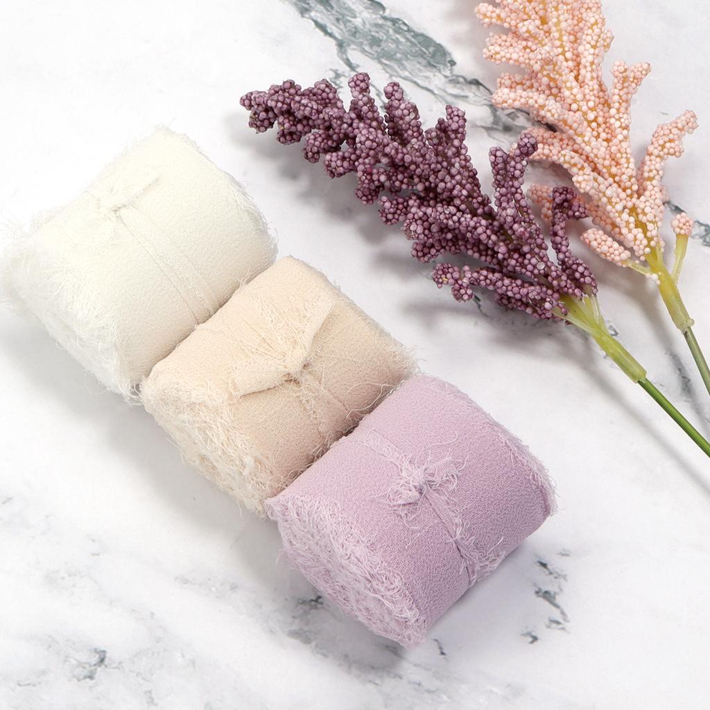 5M/Rolle 4cm Handgefertigtes Ausgefranstes Satin-Chiffon Seidenähnliches Band für DIY Schleifen-Bastelarbeiten Geschenkverpackung Sträuße Party Weihnachtsdeko