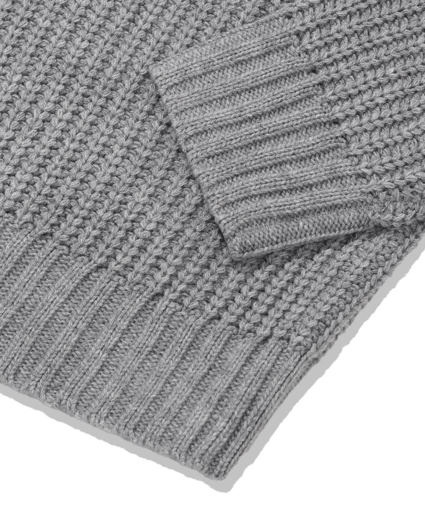 Trillion Washable High-Neck Button-Up Collar Cardigan Knit (Melange Gray)