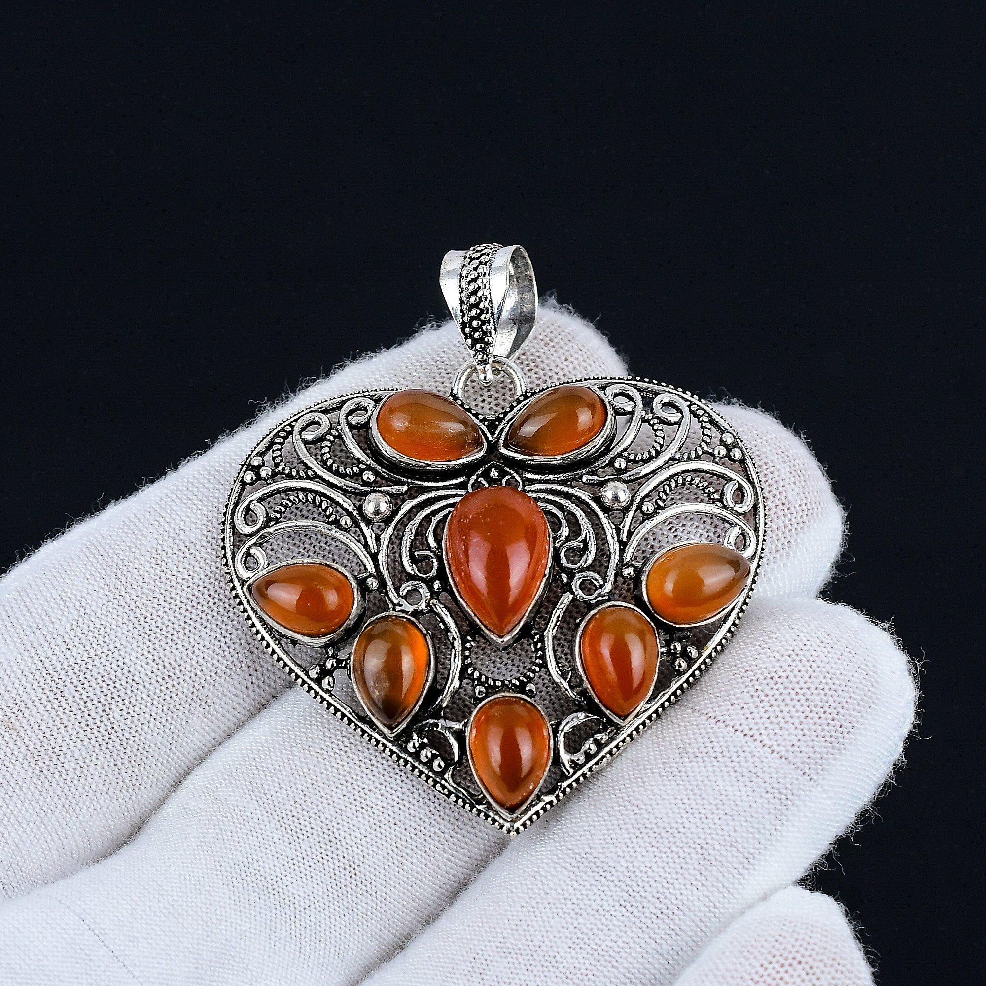 Collier Pendentif Cornaline Naturelle – Pierre Ovale Orange 25x15mm, Argent Sterling 925 – Chaîne 45 Cm – Bijou énergétique, Cadeau Femme