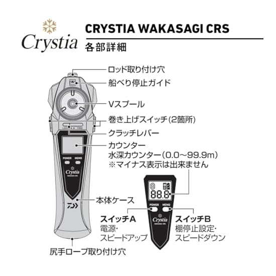 DAIWA Wakasagi Electric Reel Crystia Wakasagi CRS Pearl White