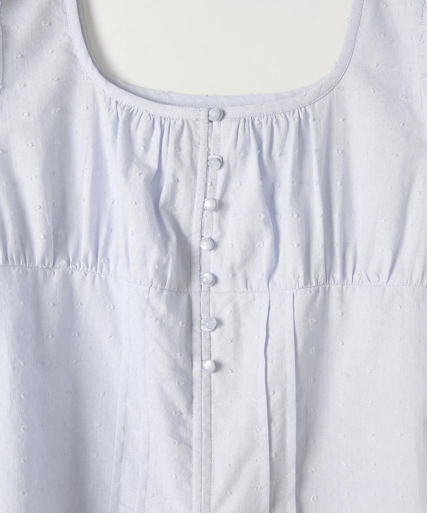 Tudument Polka Dot Puff Sleeve Blouse Light Blue