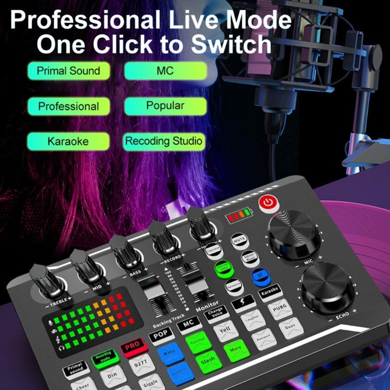 SF666 Condenser Microphone With F998 Auditory Mixer Sound Card For Clear Auditory In Podcasts And Music Production