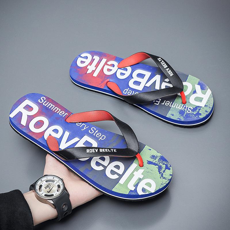 

Шлепанцы для мужчин, летняя повседневная модная обувь, модные повседневные нескользящие удобные мужские пляжные тапочки на плоской подошве 44 синий