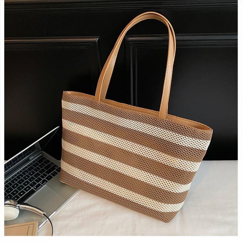 Premium Tote Bag Woven Large Capacity Shoulder Women's Bag Lazy Wind Lightweight Vacation Bag Shopping Bag