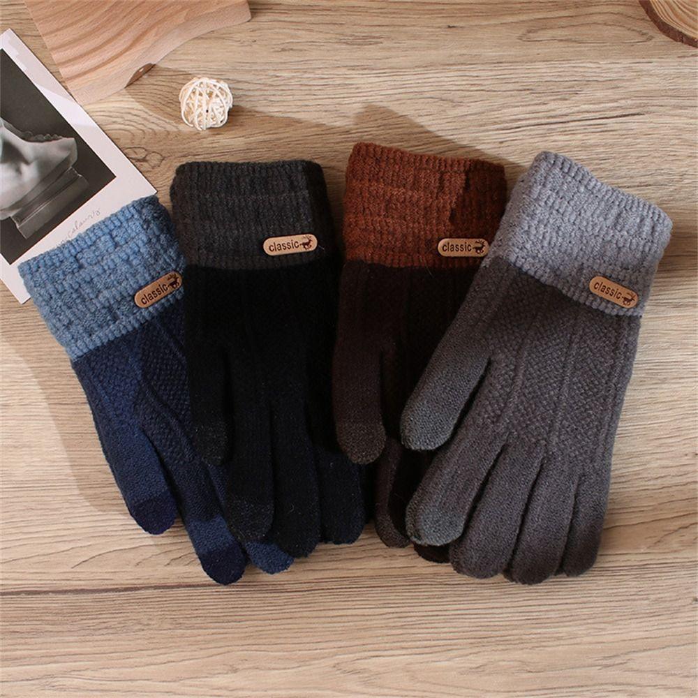 Plush Thick Warm  Gloves Windproof Fleece Gloves Daily Full Finger Gloves  for Winter