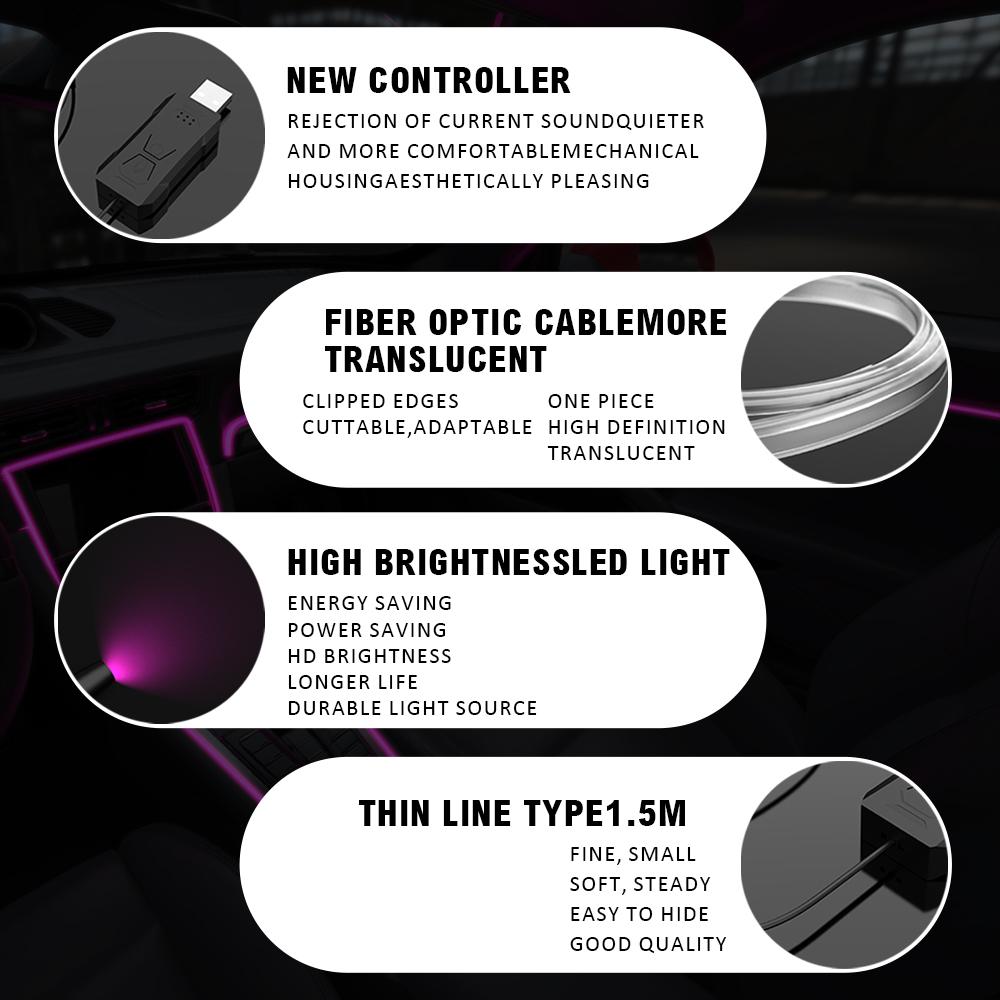 Vehicle-mounted LED Central Control Instrument Panel Fiber Optic, Automotive Decoration Ambient Light Lamp, Atmosphere Light