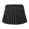 Silence Noise Sweet Cool Style Sexy Waist Tether Plaid Pleated Skirt Fashion Tape Skirt