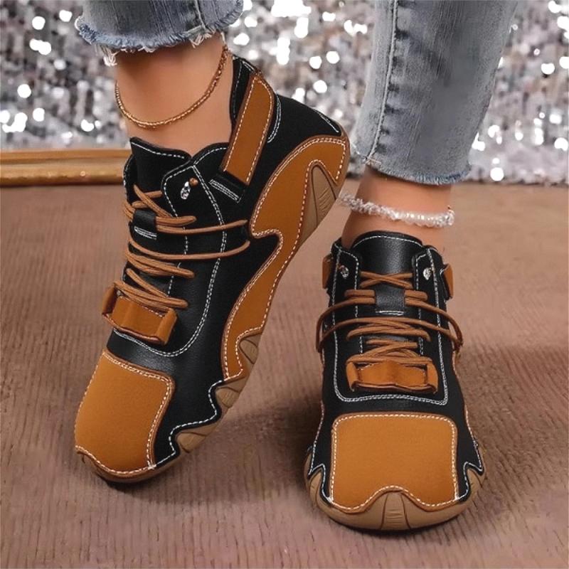 Women's Lace Up High Top Shoes Breathable Fashionable Soled Shoes Outdoor Walking Waterproof Multifunctional Women's Bare Boots