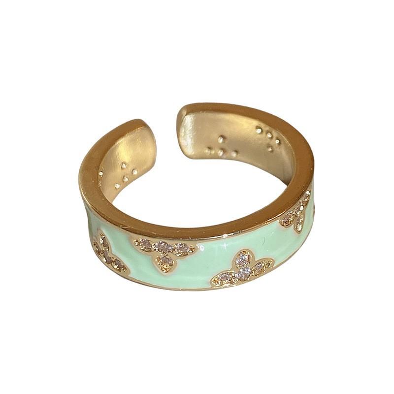 Enamel Decorative Ring, a Unique Ring with a Niche Design Sense for Women, Light Luxury, Exquisite and High-end Dripping Oil Jewelry.