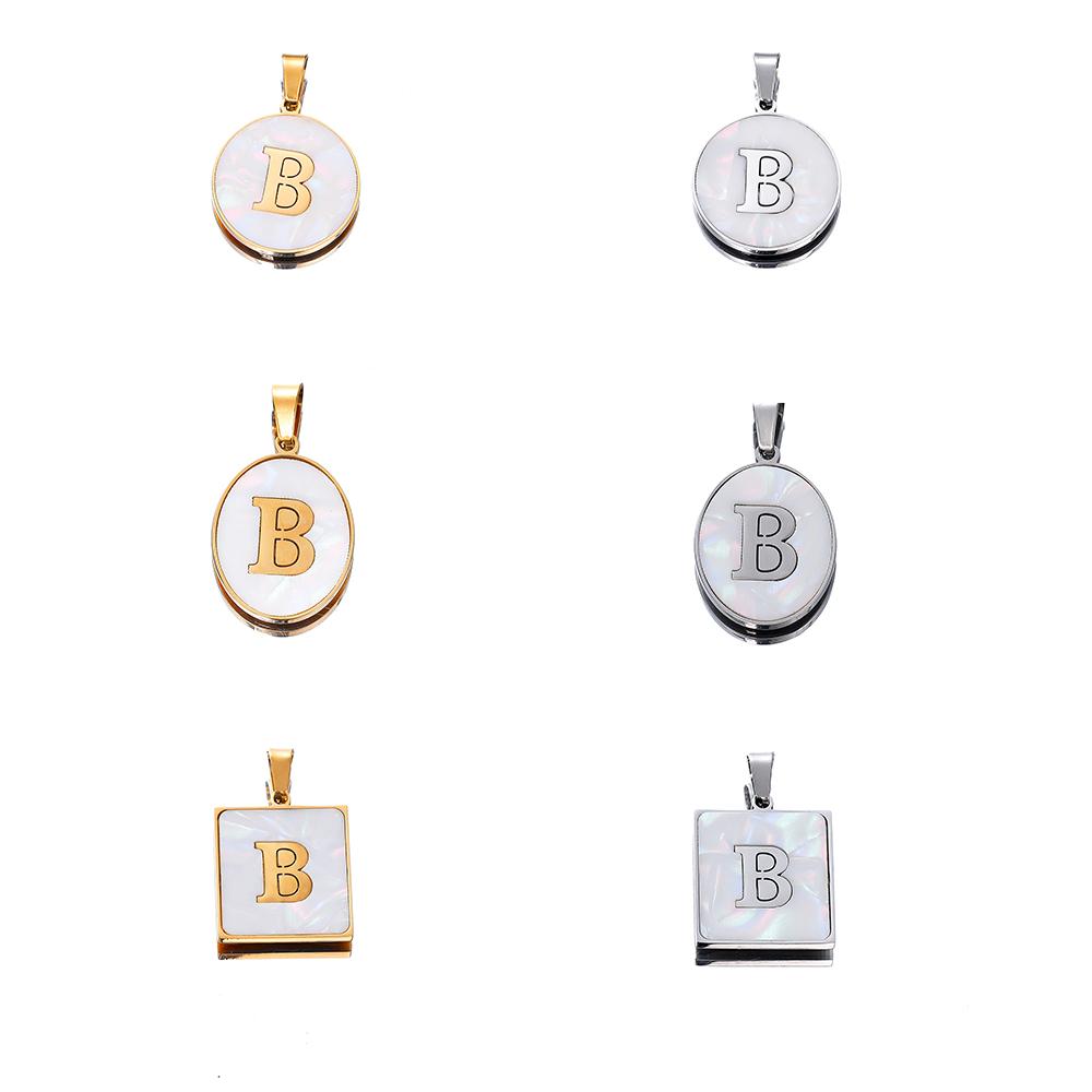 1Pcs Stainless Steel With Pinch Bail Clasps Imitation Pearl Letter Charms Pendant For Necklace DIY Jewelry Making Accessories