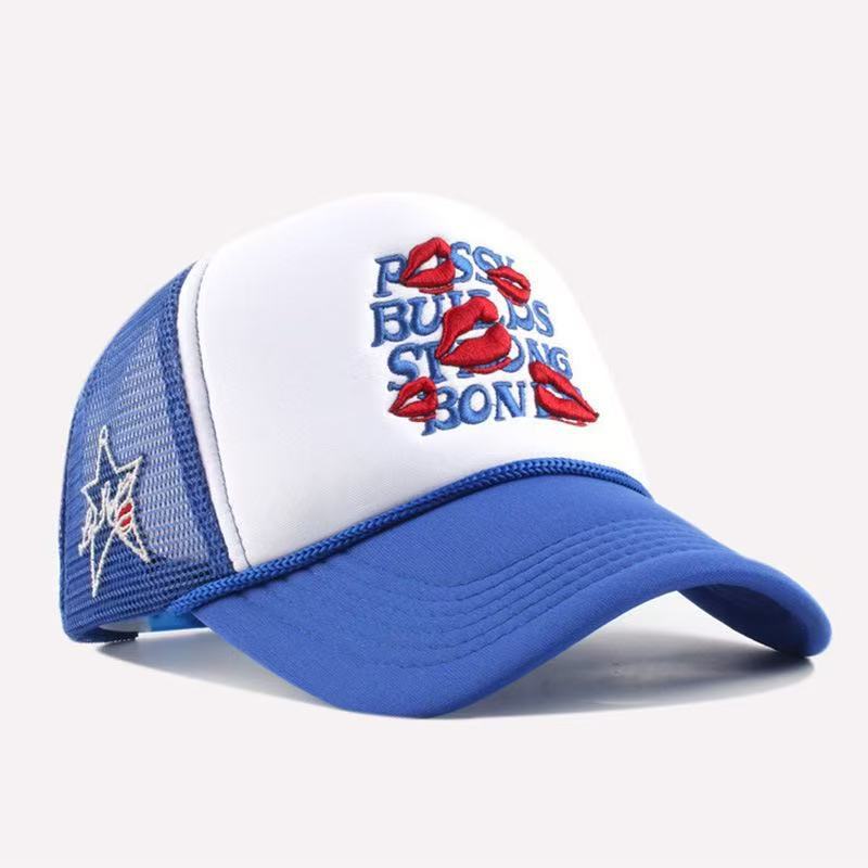 Red lip hat sun hat personality wide brim multi-color alphabet hat truck driver cap baseball cap