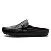 FashionSummer Mens Half Shoes For Men Casual Genuine Leather Loafers Moccasins Breathable Hollow Out Designers Slipon Lazy Slippers Man