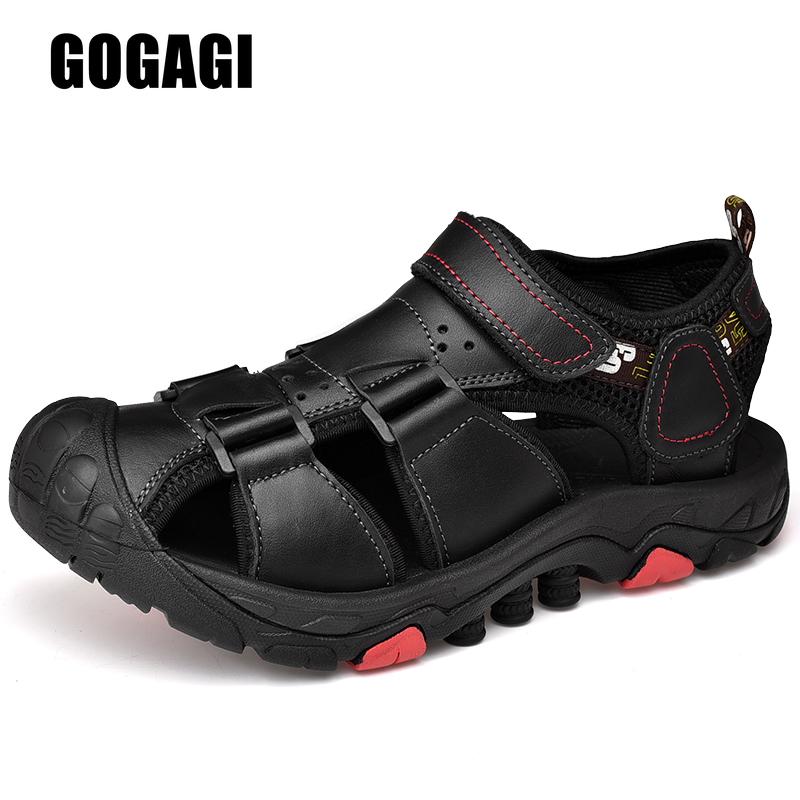 

Summer Men S Sandals Baotou Beach Toe Layer Leather Non-Slip Hiking Outdoor Walking Men S Leather Sandals Sapatos Para Hombre