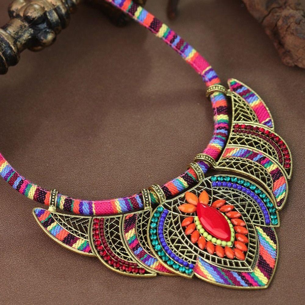 3Pcs/Set Ethnic Style Bohemian Necklace Retro Leisure Necklace Fashion Indian Choker  Gift
