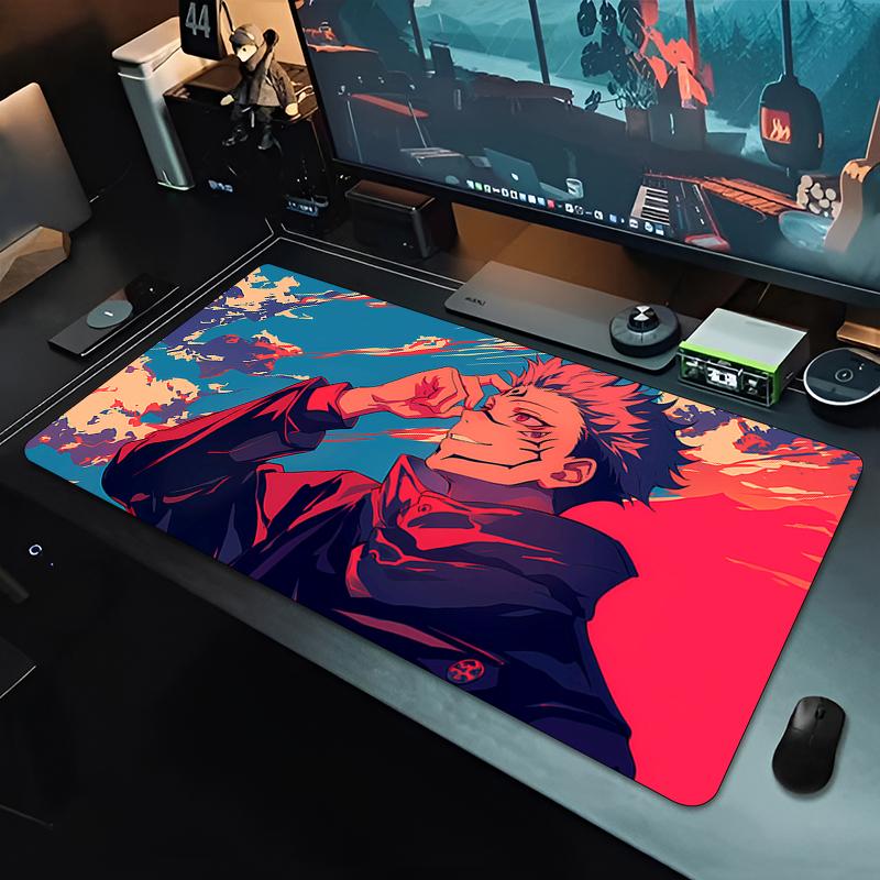 Oversized Mouse Pad Jjujutsu Kaisen Sukuna Yuji Gamer Computer Desk Mat Gaming Keyboard Pad Lockedge Japanese Anime Mousepad