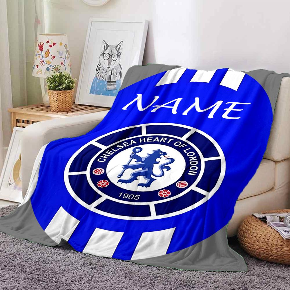 Custom Name Chelsea Heart London Crest Blanket for Couch & Bed, Plush Cozy Fuzzy Blanket Super Soft & Warm Blankets for Fall and Winter. 0908267