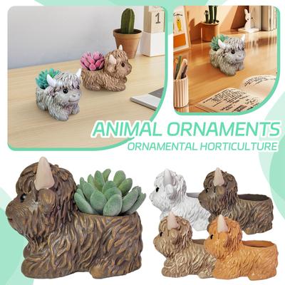 Cute Simulation Of Cattle Flower Pot Ornaments Succulent Gardening Micro Garden Decoration