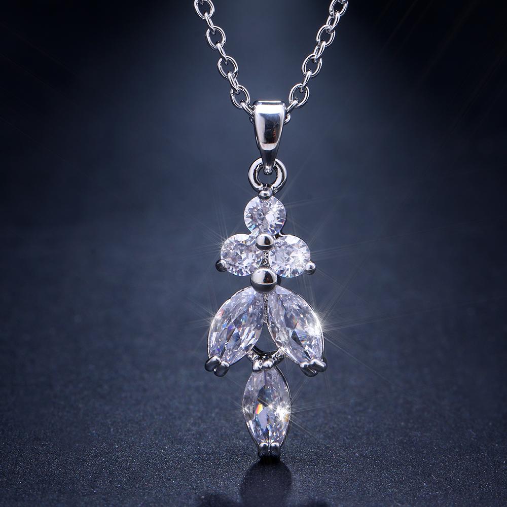 Emmaya Fasion Drop Design Cubic Zircon Stud Earring NeckalceLuxury Gift for Women Pendant Jewelry Set Party Gift