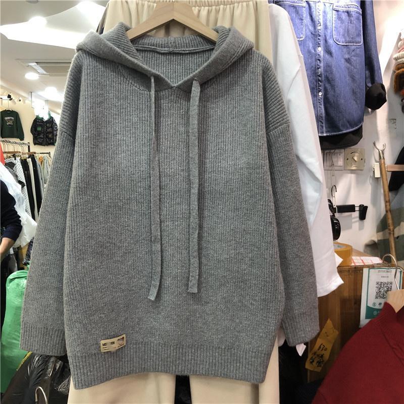 

Женский свитер Осень Зима Утепленный Теплый Вязаный Эластичный С Длинным Рукавом Оверсайз Топы XXL серый