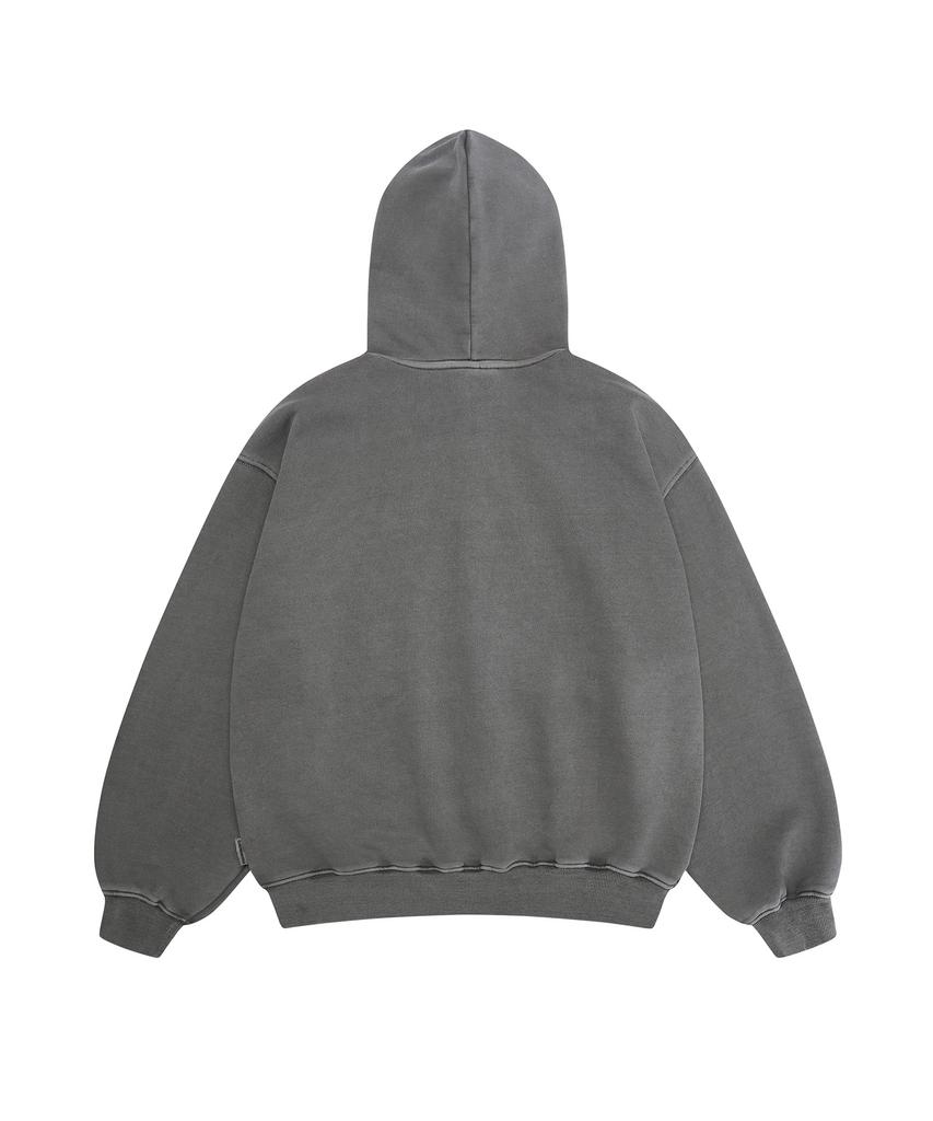 Gainsboro Pigment 2Way Signature 1 Zip-Up Hoodie_Golden Gray