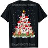 Santa Xmas Lights Dog Lover Akita Dog Christmas T Shirts Cotton Humor Streetwear Tee Shirt Short Sleeve Unisex Loose Clothing