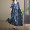 Short Sleeve Plus Size Vintage Floral New In Dresses for Women Casual Loose Maxi Long Summer Dress