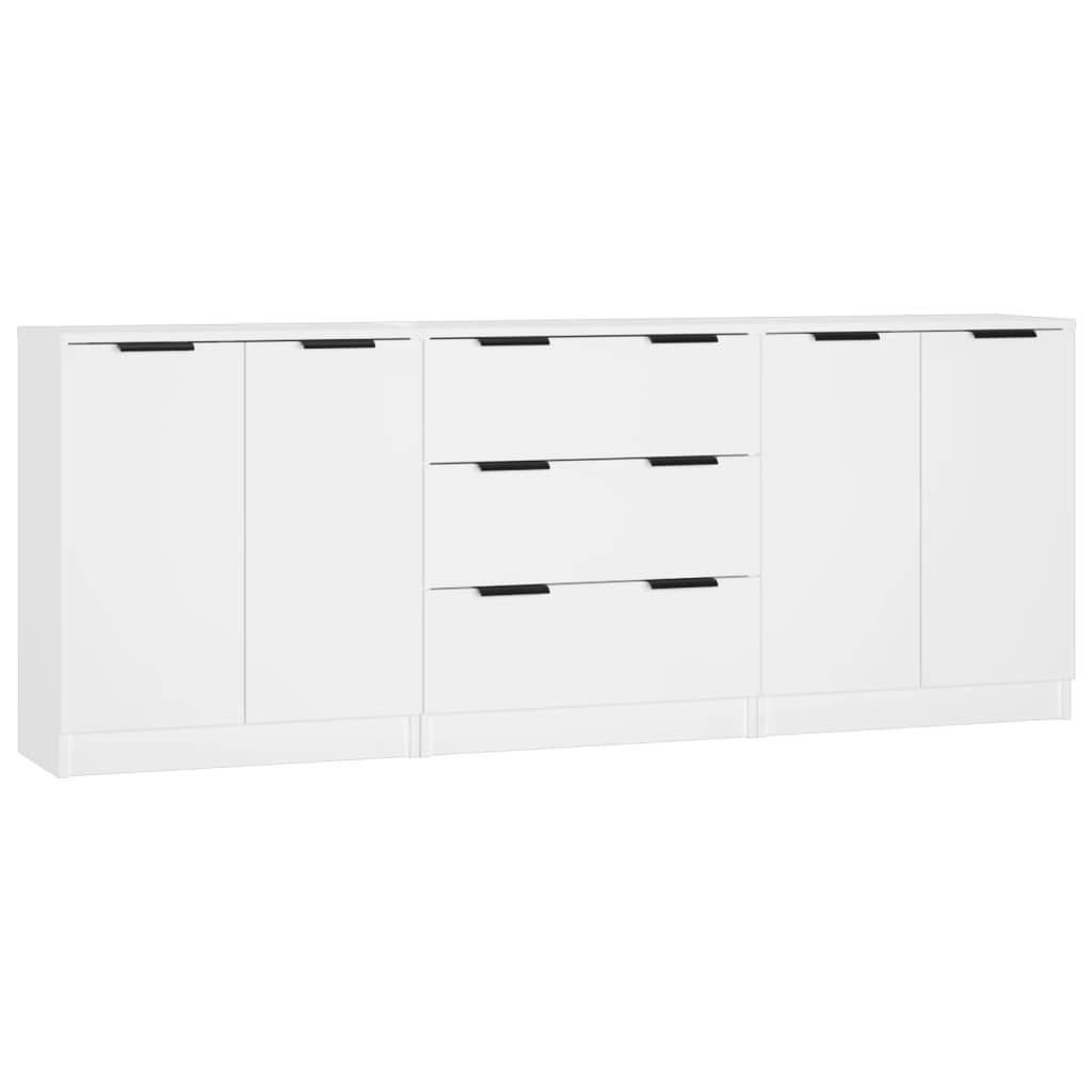 Vidaxl 3-Częściowa Komoda, Biała, Materiał Drewnopochodny