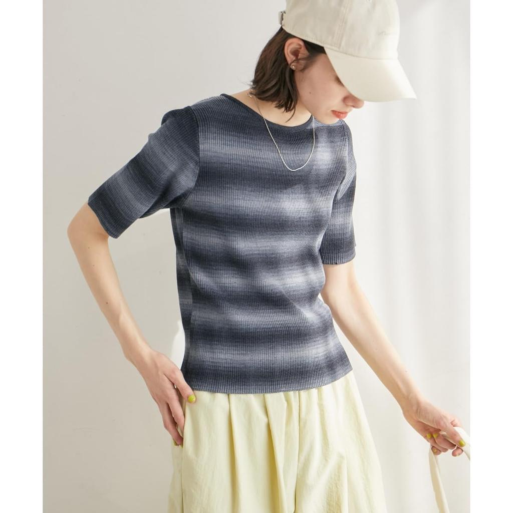 ROPE PICNIC Gradient Knit Half Light Green 38 Women's Pullover, Sleeve, (33)