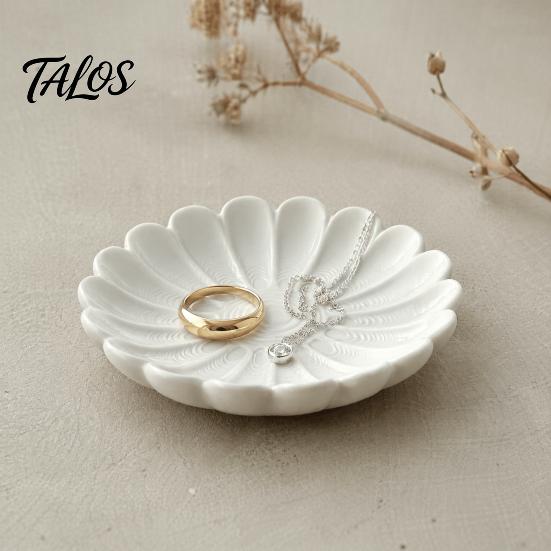 Decorative Jewelry Tray 3D Printed Flower Shape for Rings Necklaces Bracelets, Entryway Table White Storage Dish Trays, Trinket Dish, Organizer Living
