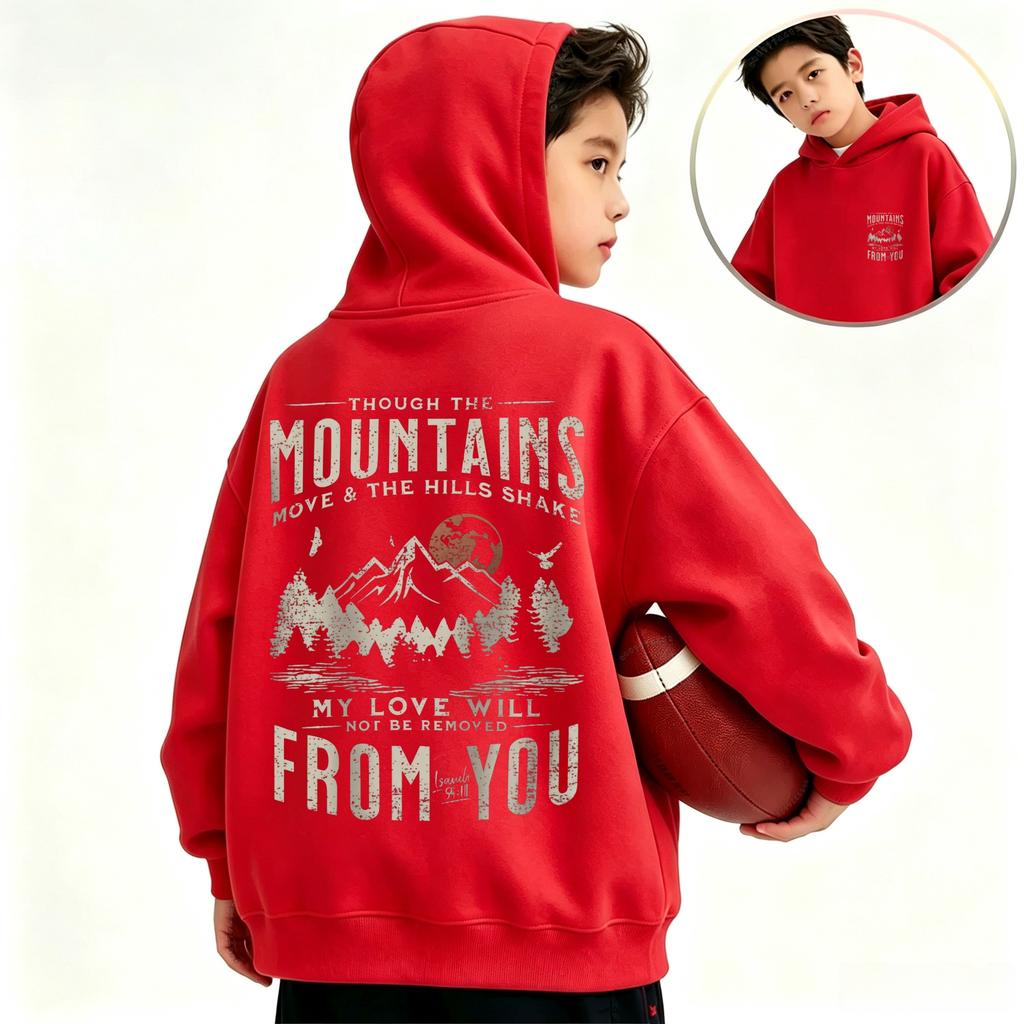 Latest vintage forest-themed letter-printed children's hooded sweatshirt. Boys'and girls'casual long-sleeved hooded sports shirt