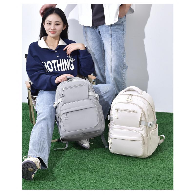Versatile Solid Color New Style Unisex Daily Campus Large Capacity Travel Backpack Water-Resistant Fashionable Double Shoulder Bag