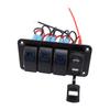 12V 24V 3 Gang Rocker Switch Aluminum Panel with Voltmeter Dual USB Fast Charging Multifuntional