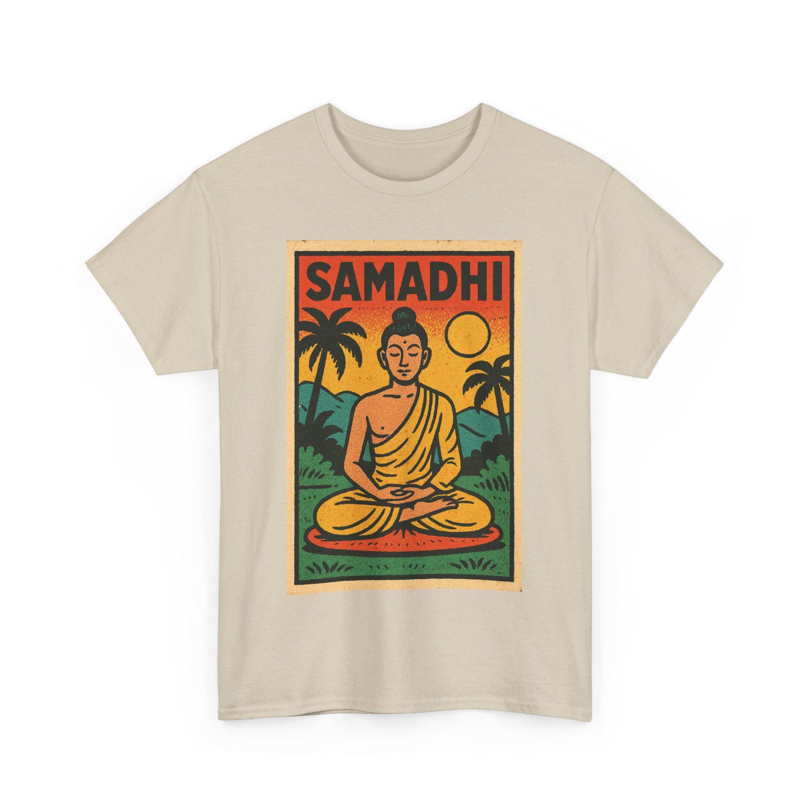 Samadhi Meditation T-Shirt: Retro Comic Style Spiritual Tee M