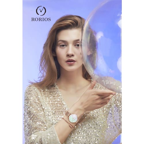 RORIOS Casual Women's Watch with a Stylish Starry Sky Sparkle Dial, Simple Quartz Movement, Perfect for Valentine's Day or Business