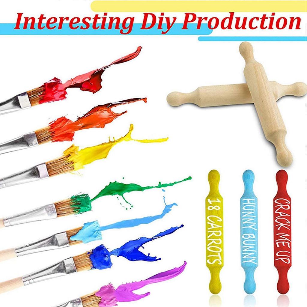40x Wooden Mini Rolling Pin 6 Inches Long Kitchen Baking Rolling Pin Small Wood Dough Roller for Children Fondant Pasta