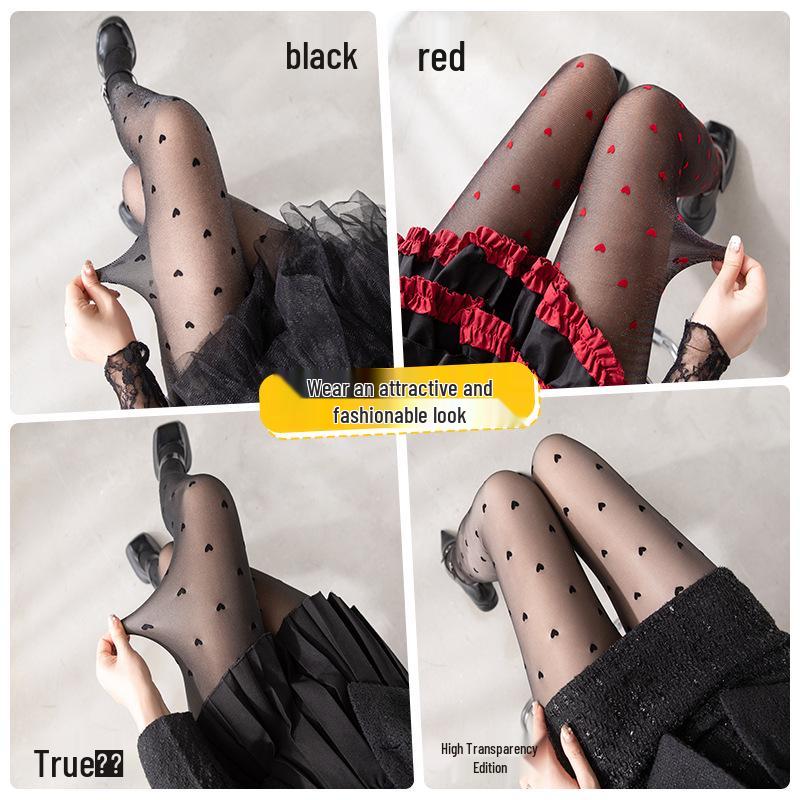 Damen Flocked Polka Dot Herz Leggings – Herbst/Winter Nude-Effekt mit Faux und Echten Durchsicht-Optionen.