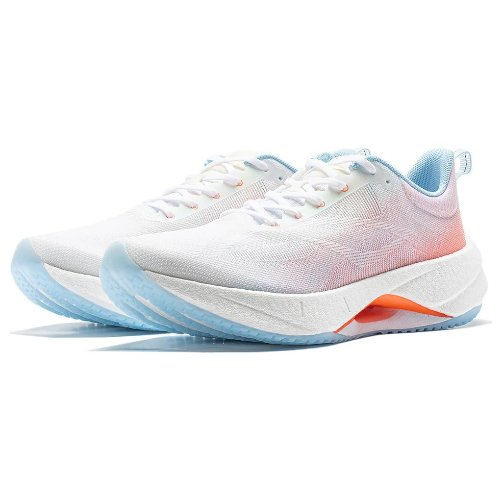 New LiNing Super Light 21 Cushioning Anti Slip Wear Resistant Breathability Low Top Running Shoes Women's White Orange ARBU002-1