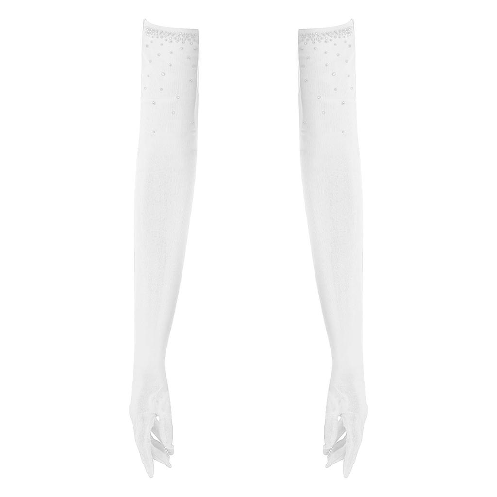 Dámské Jedna Pár Síťované Taneční Rukavice Třpytivé Kamínky Pět Prstů Plná Délka Rukavice Výkonnostní Doplněk