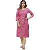 Aurelia Pink Foil Pattern Cotton Straight Long Kurta