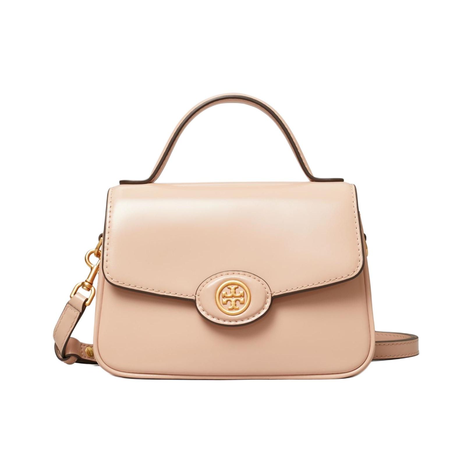 

Tory Burch Robinson Adjustable Detachable Shoulder Strap Magnetic Closure Patent Leather Shoulder Crossbody Handbag Small Women Handbags 147467-260 Basic Set (Bag+Dust Bag)