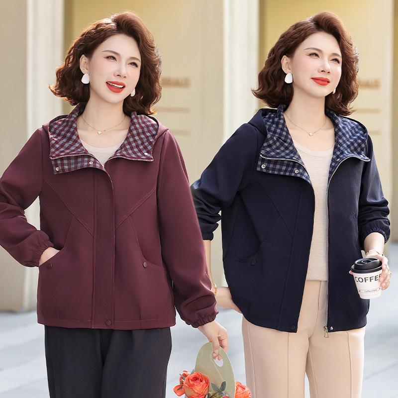 Women's Spring & Autumn 2026 Jacket: Stylish Lapel Loose Fit for Middle-Aged & Elderly