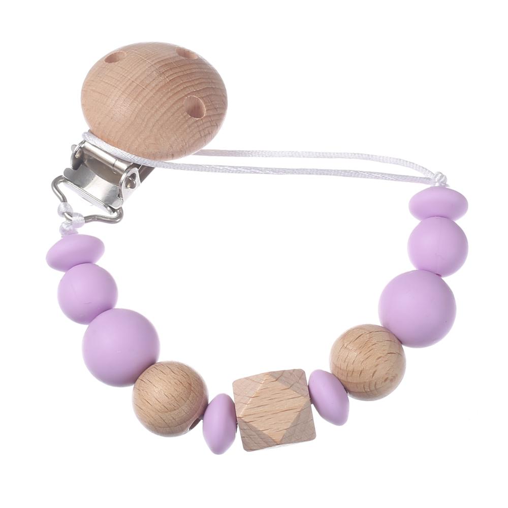 New Baby Pacifier Chain Clips Wood Silicone Round Octagonal Beads Teething Chain For Infant Appease Soother Dummy Holder Clip