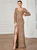 Ever-Pretty Women's Shiny Long Sleeves Sweetheart Fishtail Sequin Front Slit Bodycon Evening Dresses