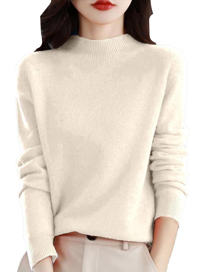 Women's Loose Knit Half Turtleneck Sweater - Long-Sleeve, Large Size Pullover for Autumn & Winter.