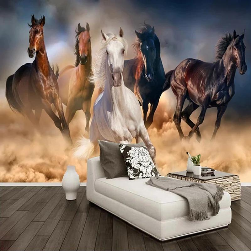 3d Stereo Horse Animal Wall Mural Living Room Study Classic Home Decor Wallpaper Fresco