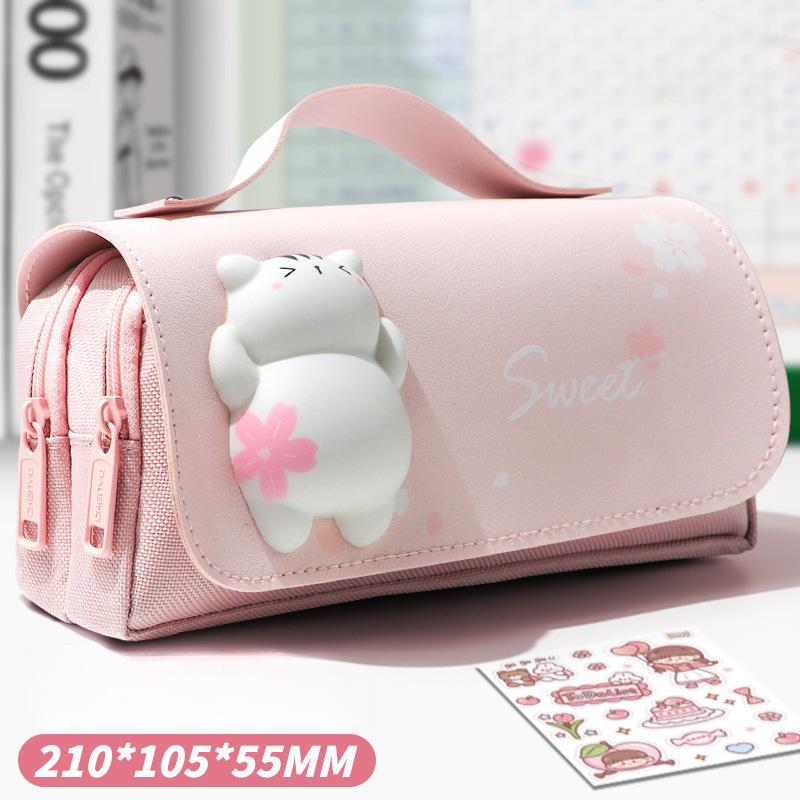 Capybara Large Capacity Pencil Case with Stress Relief Cute Pens Bag with Pressable Toy for Students Stationery