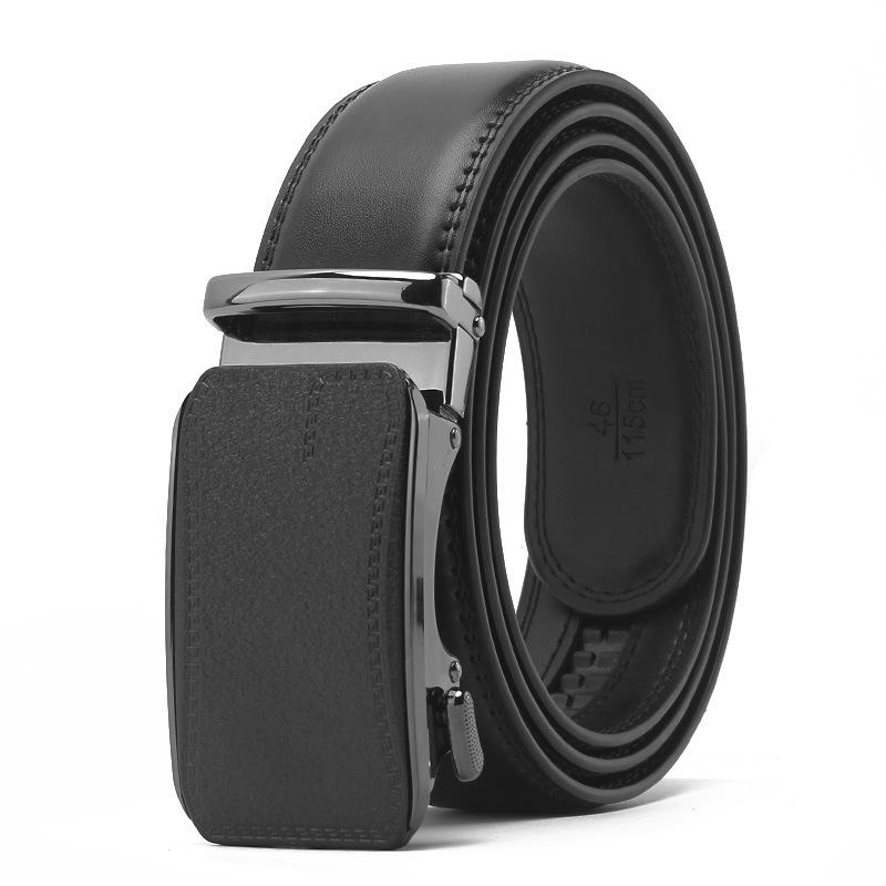Frosted Automatic Buckle Edge Two-Layer Cowhide Belt, Business And Leisure Men'S Trendy Belt