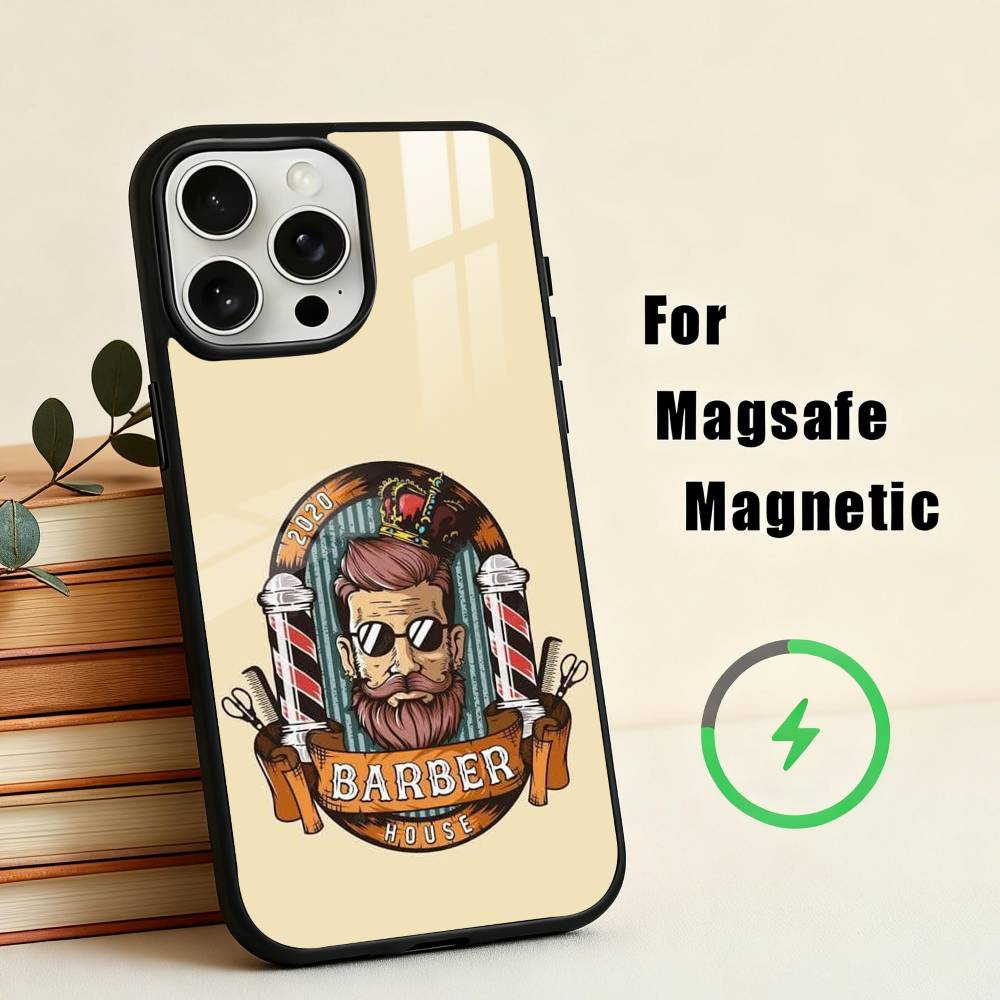 Barber Shop H-Hair Stylist SalonARTPhone Case For iPhone17,16,15,14,13,12,11 Plus,Pro Max Magnetic For Magsafe Wireless Charging